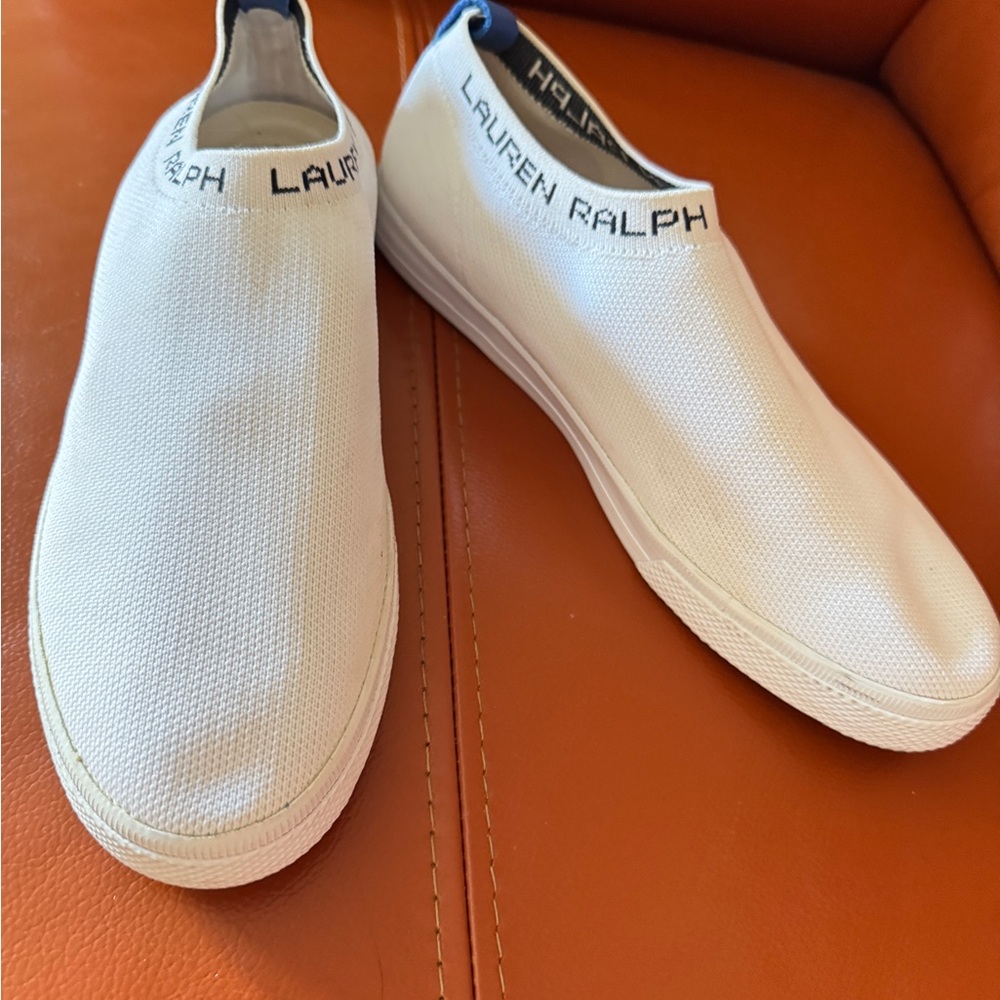 Ralph Lauren White Slip-On shoes